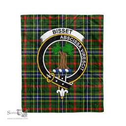 Plaid Blanket Bisset Pattern Clan Crest Badge Tartan Blanket Scottish Blue Plaid Throw Blanket Tartan Plaid Fleece Blanket