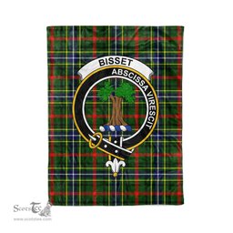 Plaid Blanket Bisset Pattern Clan Crest Badge Tartan Blanket Scottish Blue Plaid Throw Blanket Tartan Plaid Fleece Blanket