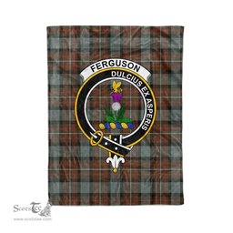 Clan Ferguson Blanket Plaid Blanket Ferguson Weathered Clan Crest Badge Tartan Blanket Scottish Green Plaid Throw Blanket - Scotstee Shop