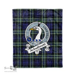 Plaid Blanket Arbuthnot Clan Crest Badge Tartan Blanket Scottish Blue Plaid Throw Blanket Tartan Plaid Fleece Blanket