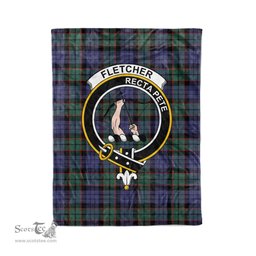 Plaid Blanket Fletcher Modern Clan Crest Badge Tartan Blanket Scottish Green Plaid Throw Blanket Tartan Plaid Fleece Blanket