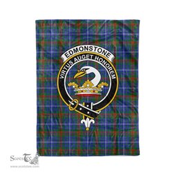 Plaid Blanket Edmonstone Clan Crest Badge Tartan Blanket Scottish Green Plaid Throw Blanket Tartan Plaid Fleece Blanket