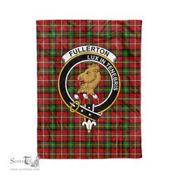 Plaid Blanket Fullerton Clan Crest Badge Tartan Blanket Scottish Green Plaid Throw Blanket Tartan Plaid Fleece Blanket