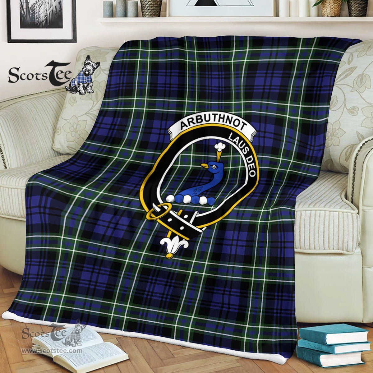 Plaid Blanket Arbuthnot Clan Crest Badge Tartan Blanket Scottish Plaid Throw Blanket Tartan Plaid Fleece Blanket
