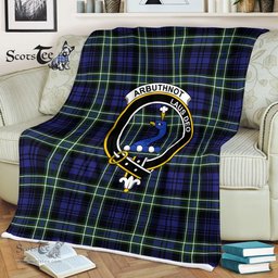 Plaid Blanket Arbuthnot Clan Crest Badge Tartan Blanket Scottish Plaid Throw Blanket Tartan Plaid Fleece Blanket