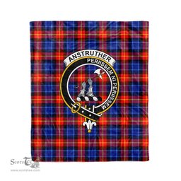 Plaid Blanket Anstruther Clan Crest Badge Tartan Blanket Scottish Red Plaid Throw Blanket Tartan Plaid Fleece Blanket