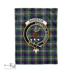 Plaid Blanket Davidson Of Tulloch Dress Clan Crest Badge Tartan Blanket Scottish Green Plaid Throw Blanket - Scotstee Shop