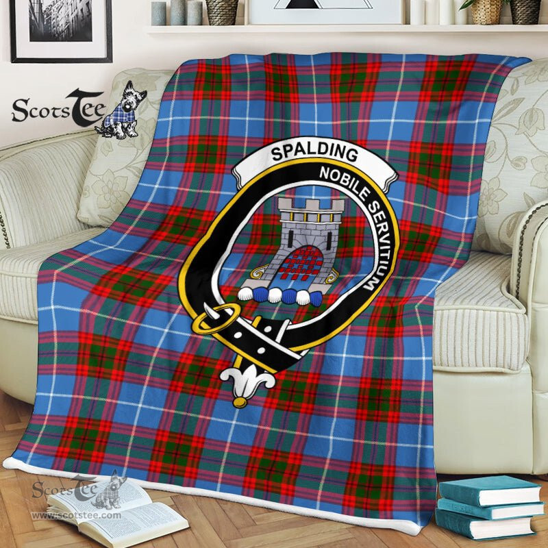 Plaid Blanket Spalding Clan Crest Badge Tartan Blanket Scottish Plaid Throw Blanket Tartan Plaid Fleece Blanket
