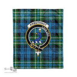 Plaid Blanket Arbuthnott Hunting Clan Crest Badge Tartan Blanket Scottish Blue Plaid Throw Blanket Tartan Plaid Fleece Blanket