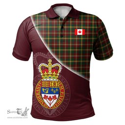 Scottish Maple Leaf Tartan Golf Polo Shirt with Canadian Coat of Arms and Canada Flag Tartan Mens Polo Shirts Scottish Plaid Tartan Plaid - ScotsTee - scotstee.com