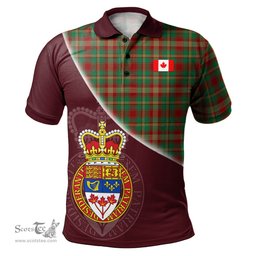 Scottish Maple Leaf District Tartan Golf Polo Shirt with Canadian Coat of Arms and Canada Flag Tartan Mens Polo Shirts Scottish Plaid Tartan Plaid - ScotsTee - scotstee.com