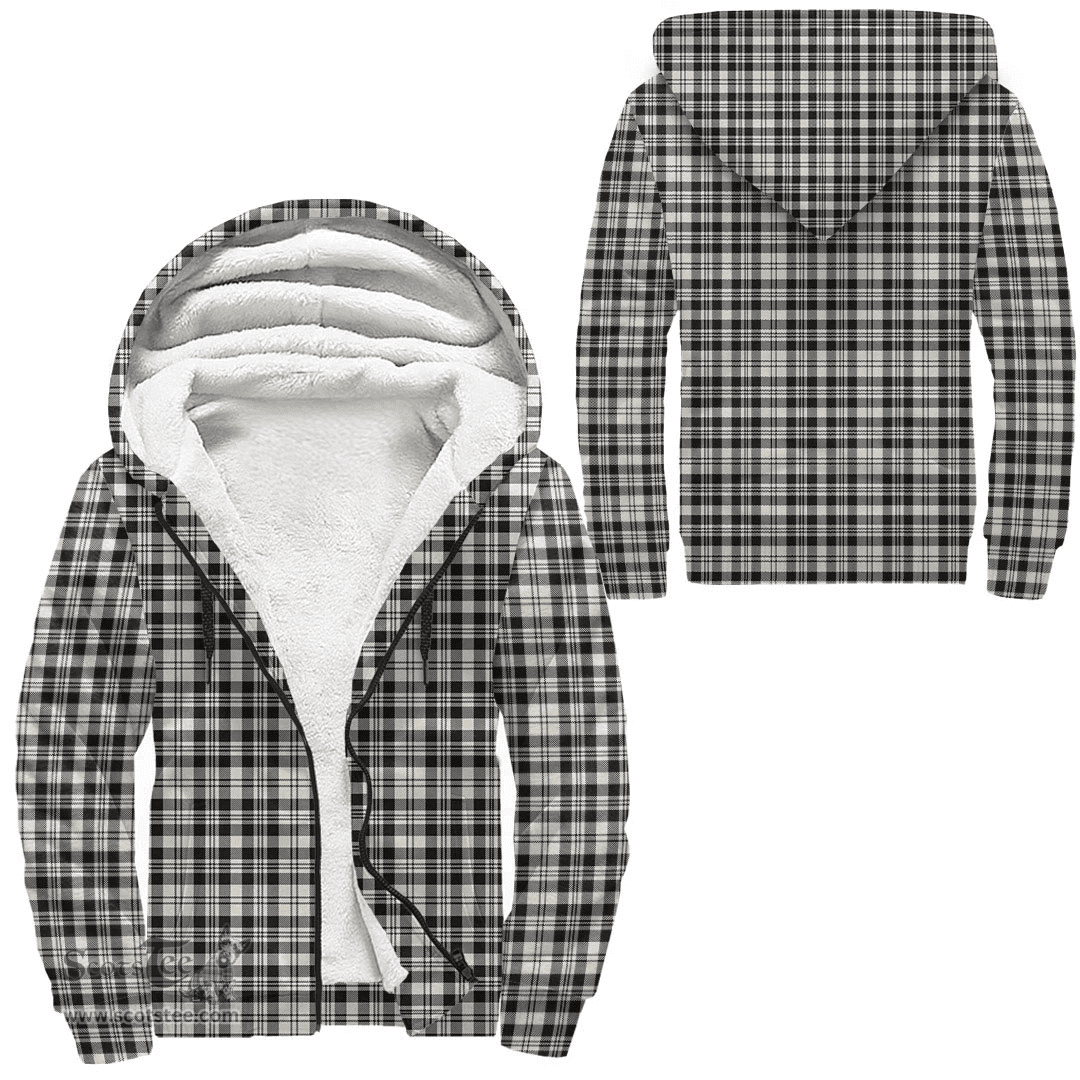 Scottish Scott Black & White Ancient Clan Tartan Sherpa Hoodie - Scottish Plaid Hoodies Scottish Plaid Tartan Plaid - ScotsTee - scotstee.com