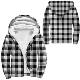 Scottish Macfarlane Black & White Clan Tartan Sherpa Hoodie - Scottish Plaid Hoodies Scottish Plaid Tartan Plaid - ScotsTee - scotstee.com