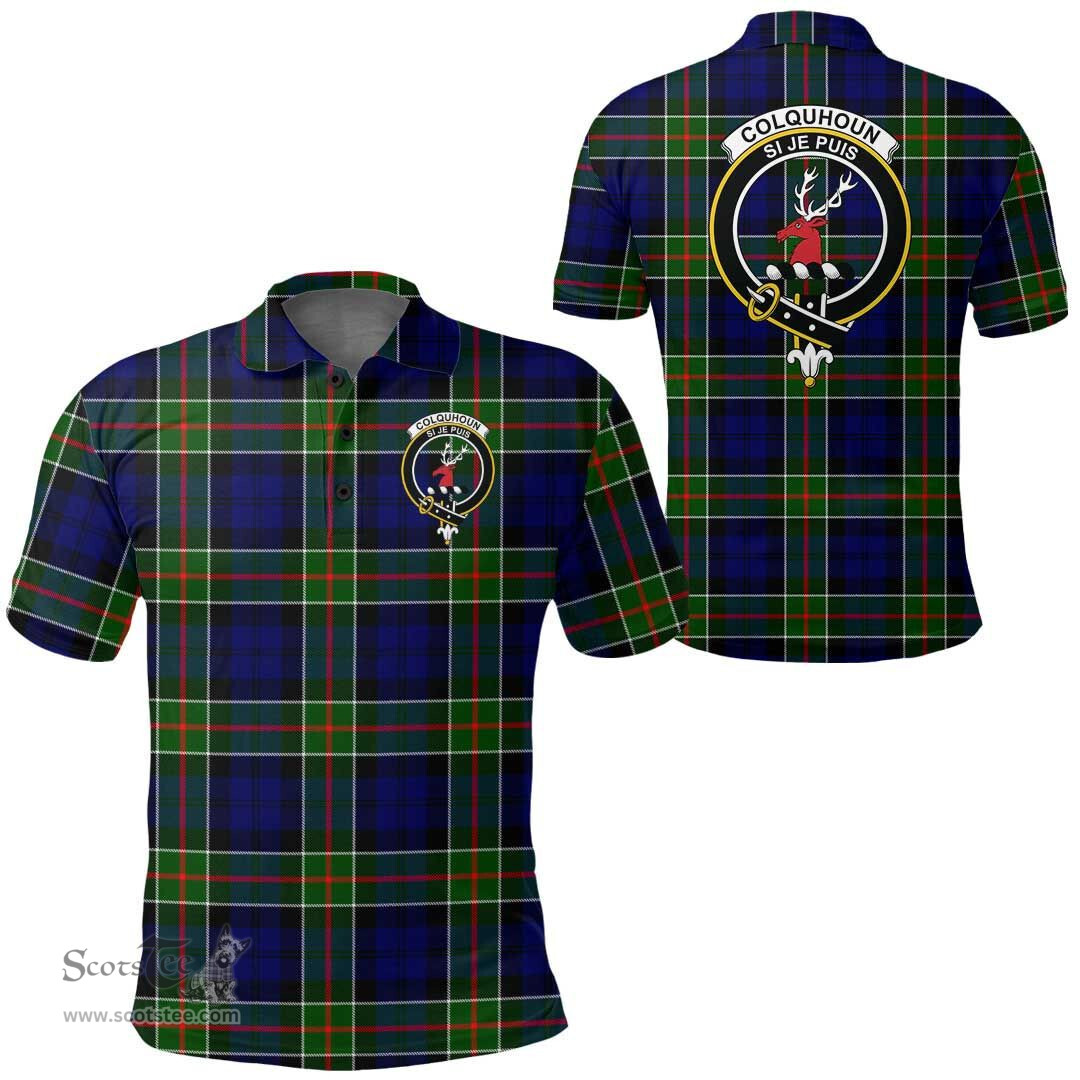 Scottish Colquhoun Modern Clan Tartan Polo Shirt - Crest Classic Scottish Plaid Tartan Plaid