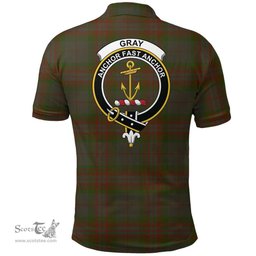 Scottish Gray Hunting Clan Tartan Polo Shirt - Crest Classic Scottish Plaid Tartan Plaid