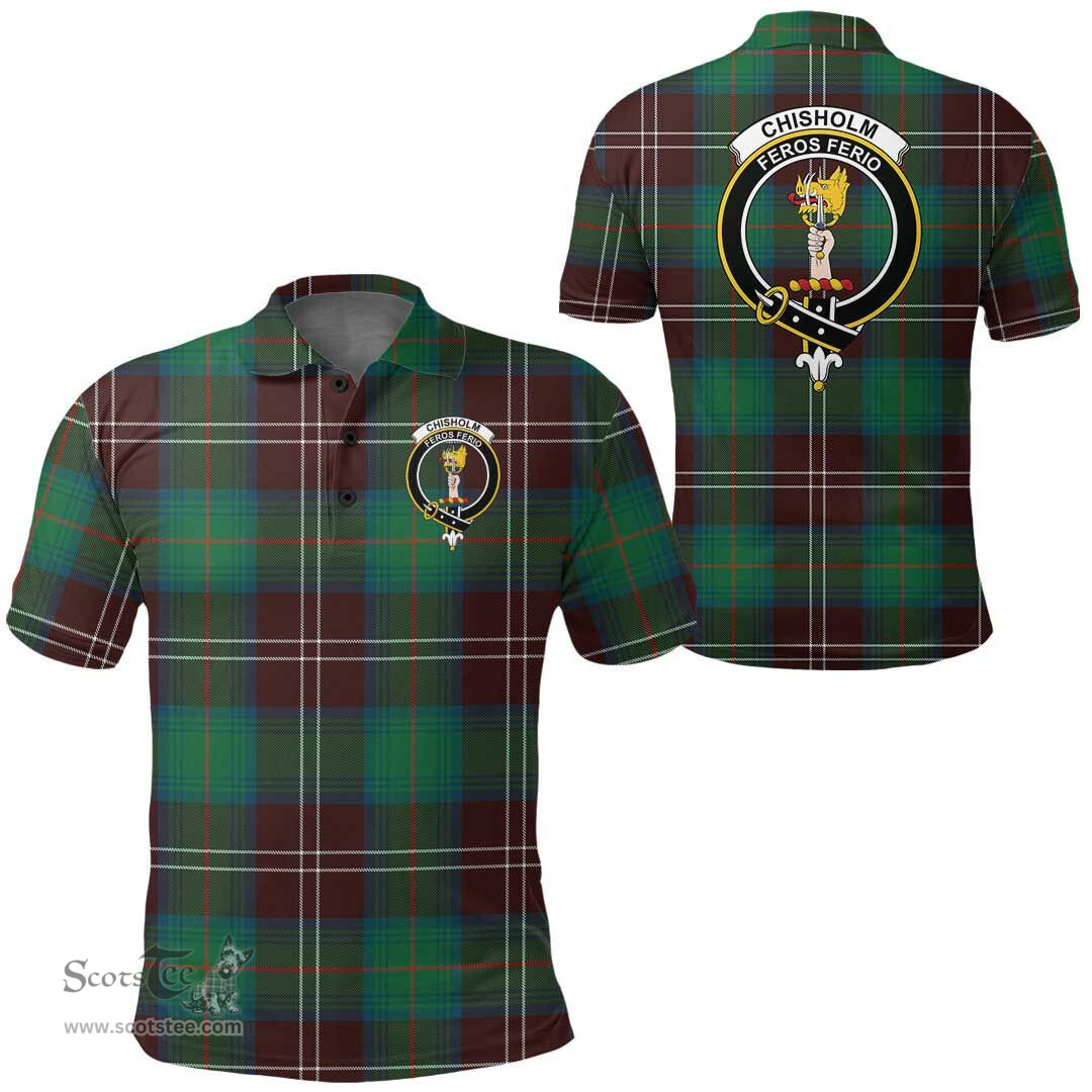 Scottish Chisholm Hunting Ancient Clan Tartan Polo Shirt - Crest Classic Scottish Plaid Tartan Plaid