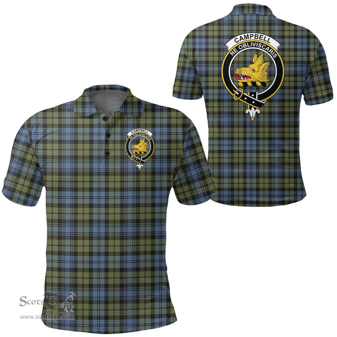 Scottish Campbell Faded Clan Tartan Polo Shirt - Crest Classic Scottish Plaid Tartan Plaid