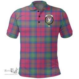 Scottish Lindsay Ancient Clan Tartan Polo Shirt - Crest Classic Scottish Plaid Tartan Plaid
