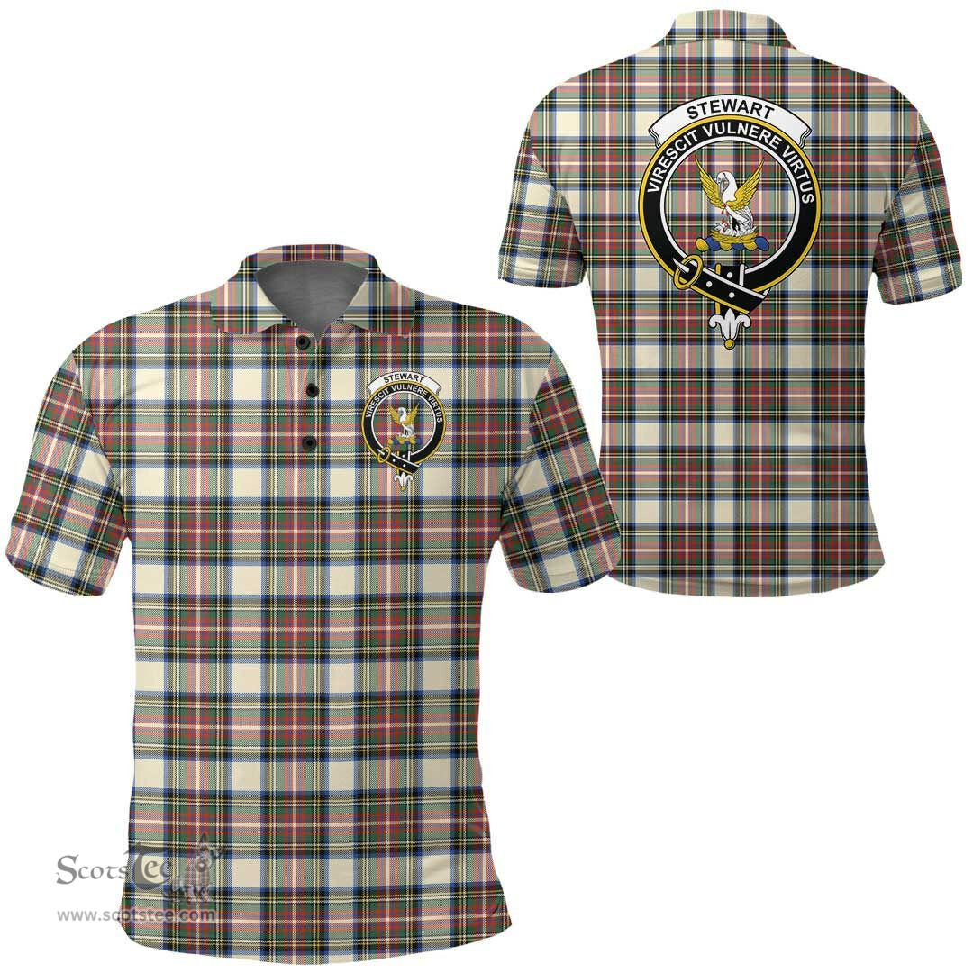 Scottish Stewart Dress Ancient Clan Tartan Polo Shirt - Crest Classic Scottish Plaid Tartan Plaid