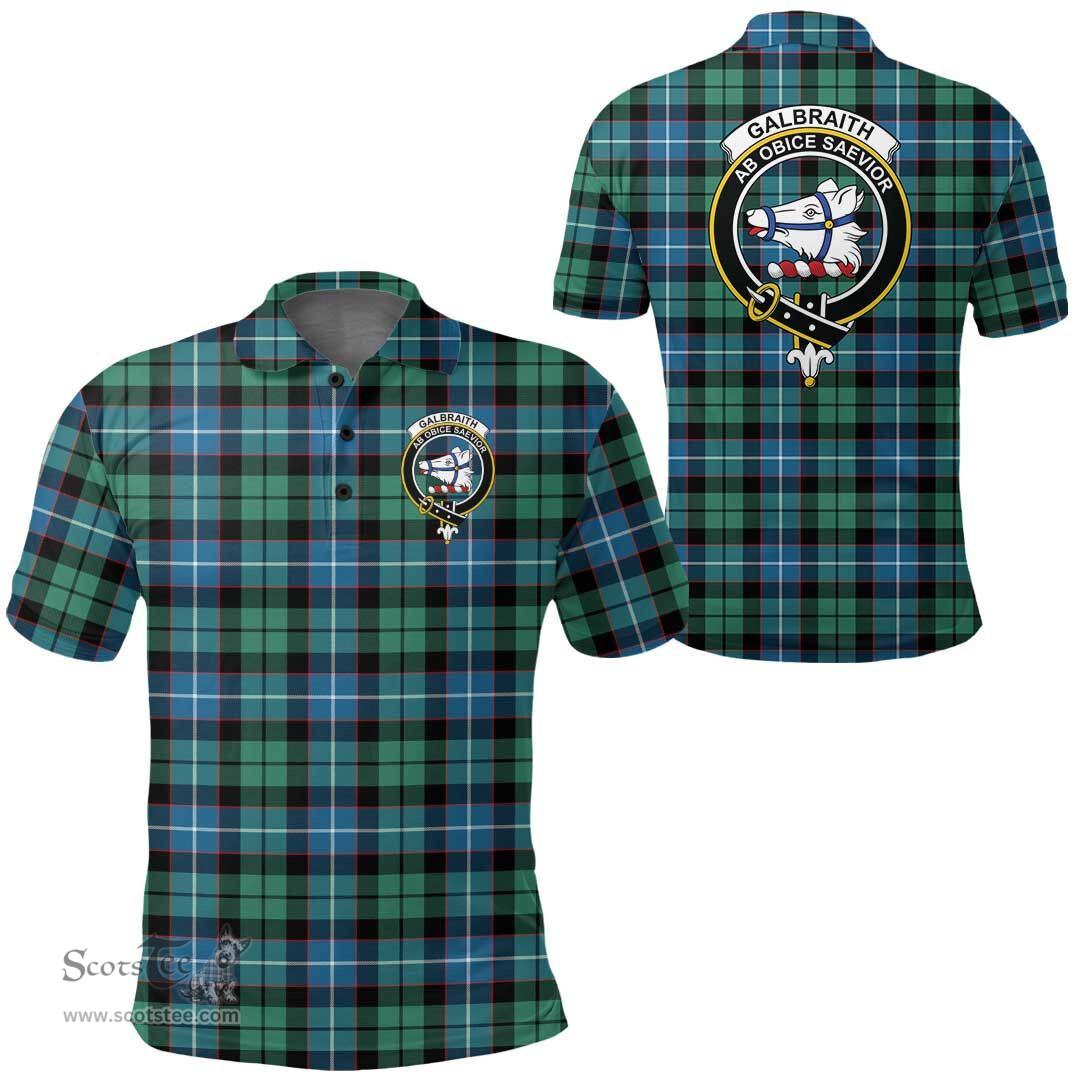 Scottish Galbraith Ancient Clan Tartan Polo Shirt - Crest Classic Scottish Plaid Tartan Plaid