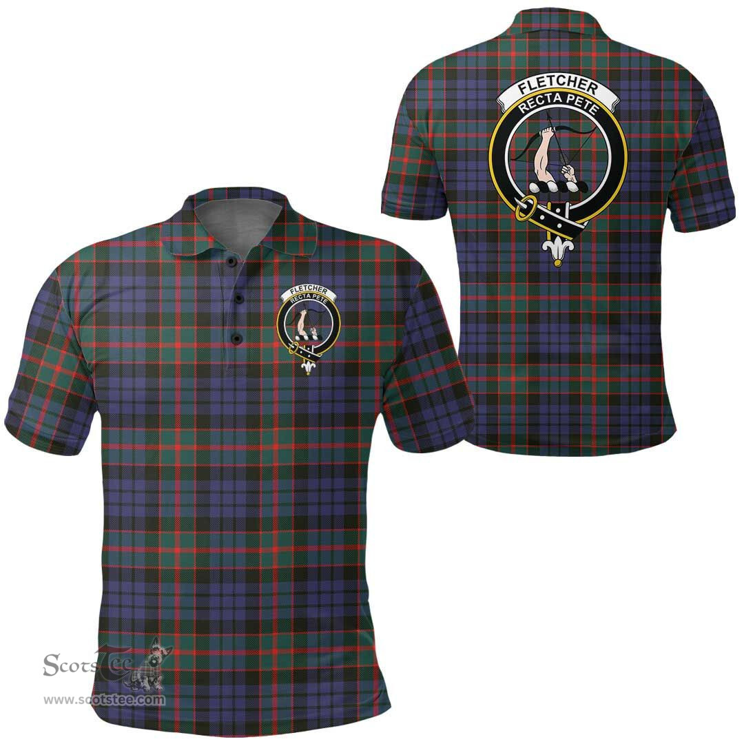 Scottish Fletcher Of Dunans Clan Tartan Polo Shirt - Crest Classic Scottish Plaid Tartan Plaid