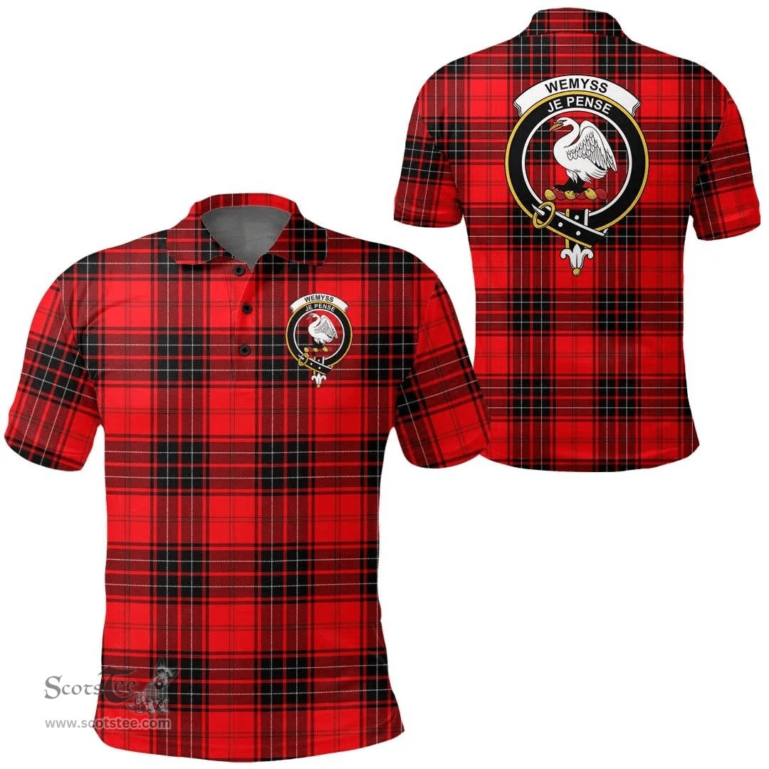Scottish Wemyss Modern Clan Tartan Polo Shirt - Crest Classic Scottish Plaid Tartan Plaid