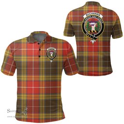 Scottish Buchanan Old Set Weathered Clan Tartan Polo Shirt - Crest Classic Scottish Plaid Tartan Plaid