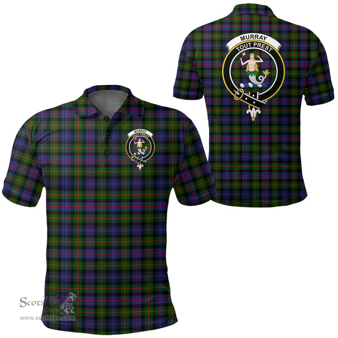 Scottish Murray Of Atholl Modern Clan Tartan Polo Shirt - Crest Classic Scottish Plaid Tartan Plaid