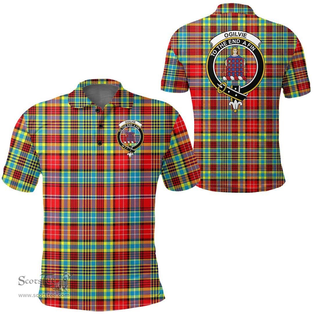 Scottish Ogilvie Hunting Ancient Clan Tartan Polo Shirt - Crest Classic Scottish Plaid Tartan Plaid