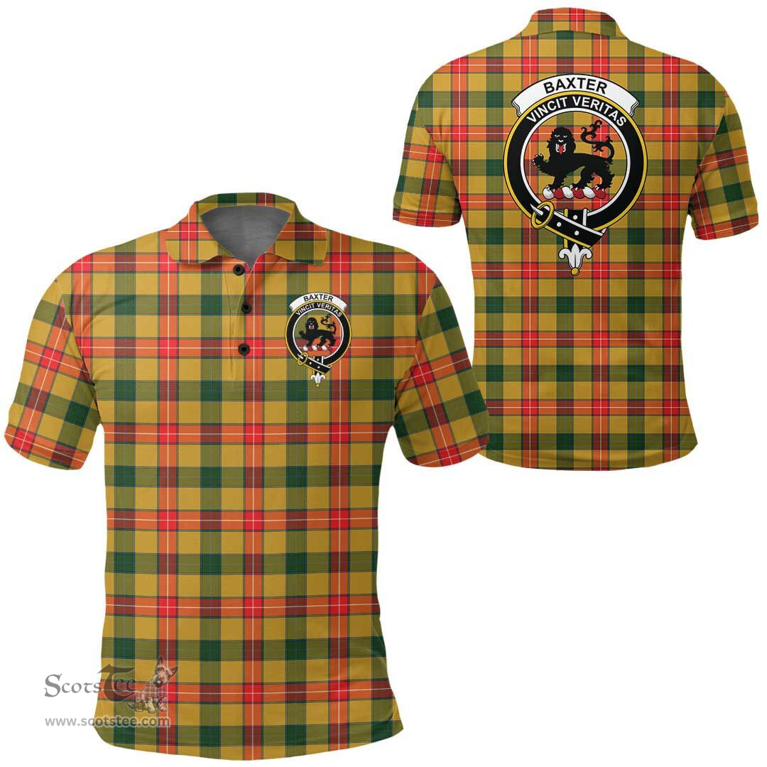 Scottish Baxter Modern Clan Tartan Polo Shirt - Crest Classic Scottish Plaid Tartan Plaid