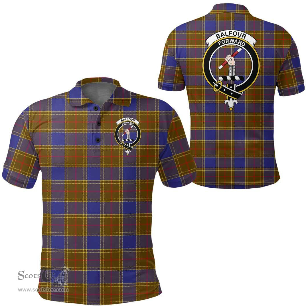Scottish Balfour Modern Clan Tartan Polo Shirt - Crest Classic Scottish Plaid Tartan Plaid