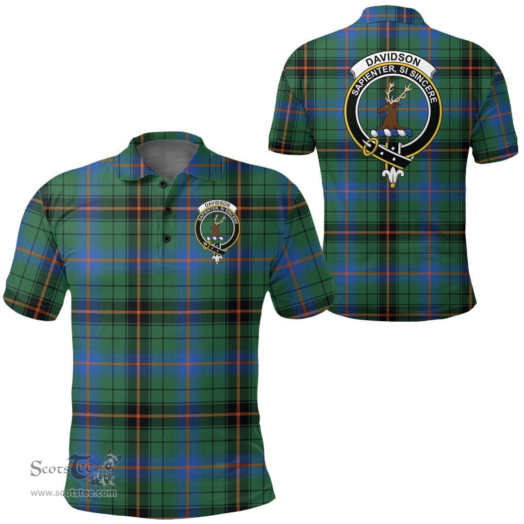 Scottish Davidson Ancient Clan Tartan Polo Shirt - Crest Classic Scottish Plaid Tartan Plaid