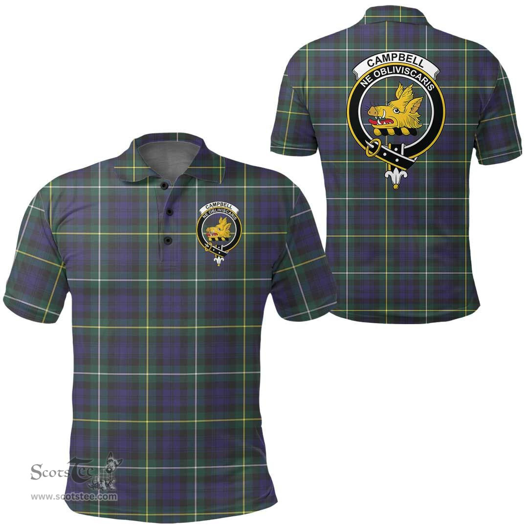 Scottish Campbell Argyll Modern Clan Tartan Polo Shirt - Crest Classic Scottish Plaid Tartan Plaid
