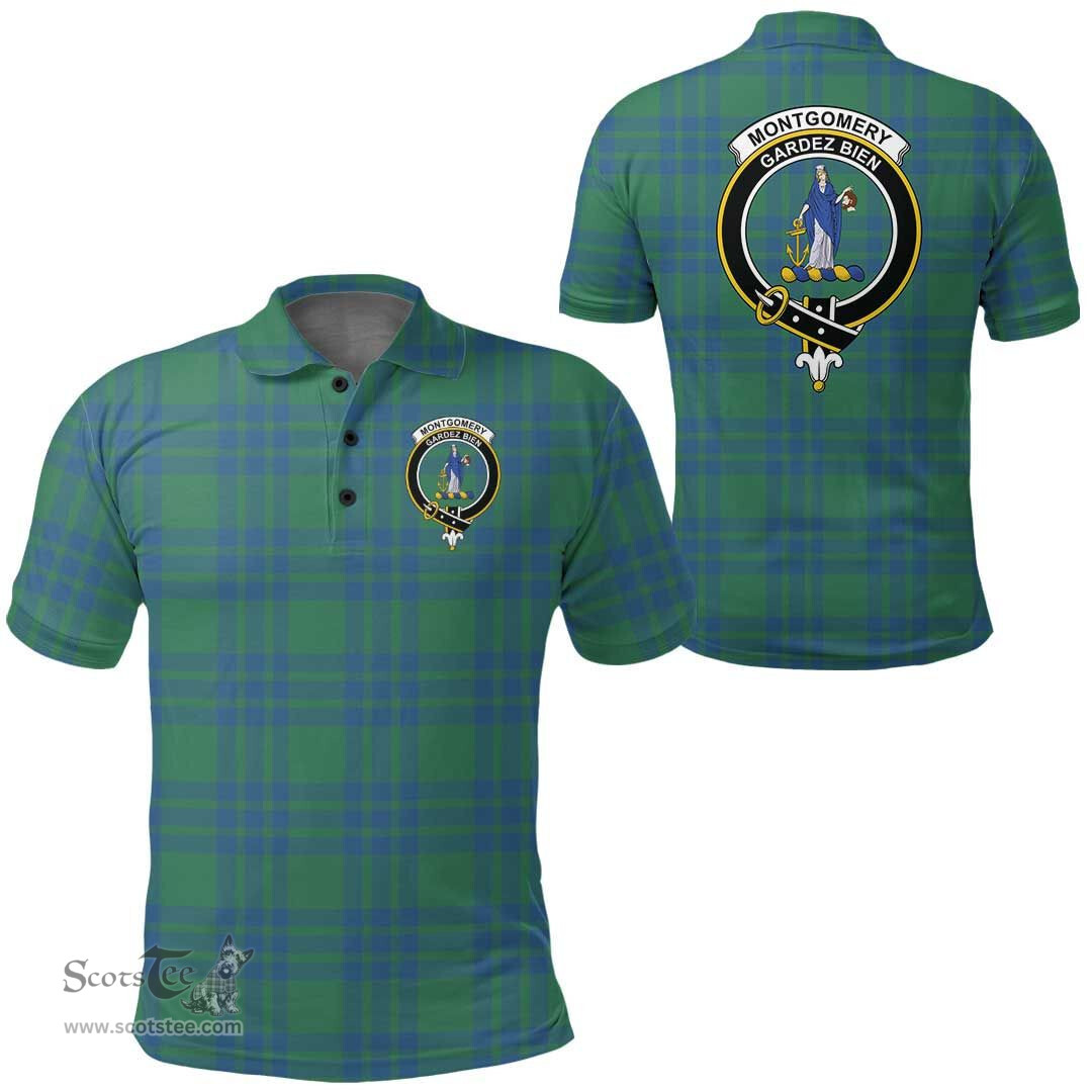 Scottish Montgomery Ancient Clan Tartan Polo Shirt - Crest Classic Scottish Plaid Tartan Plaid