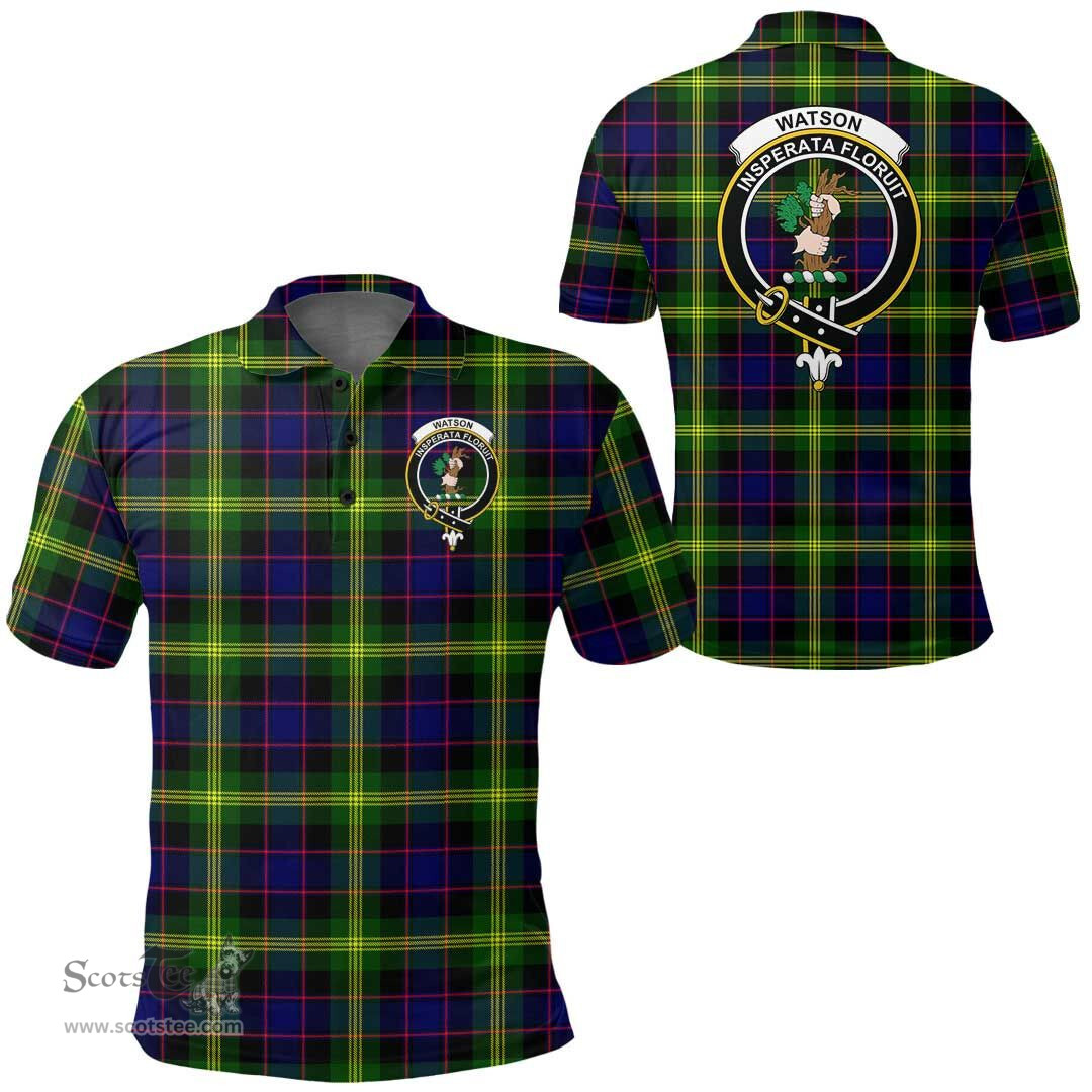 Scottish Watson Modern Clan Tartan Polo Shirt - Crest Classic Scottish Plaid Tartan Plaid