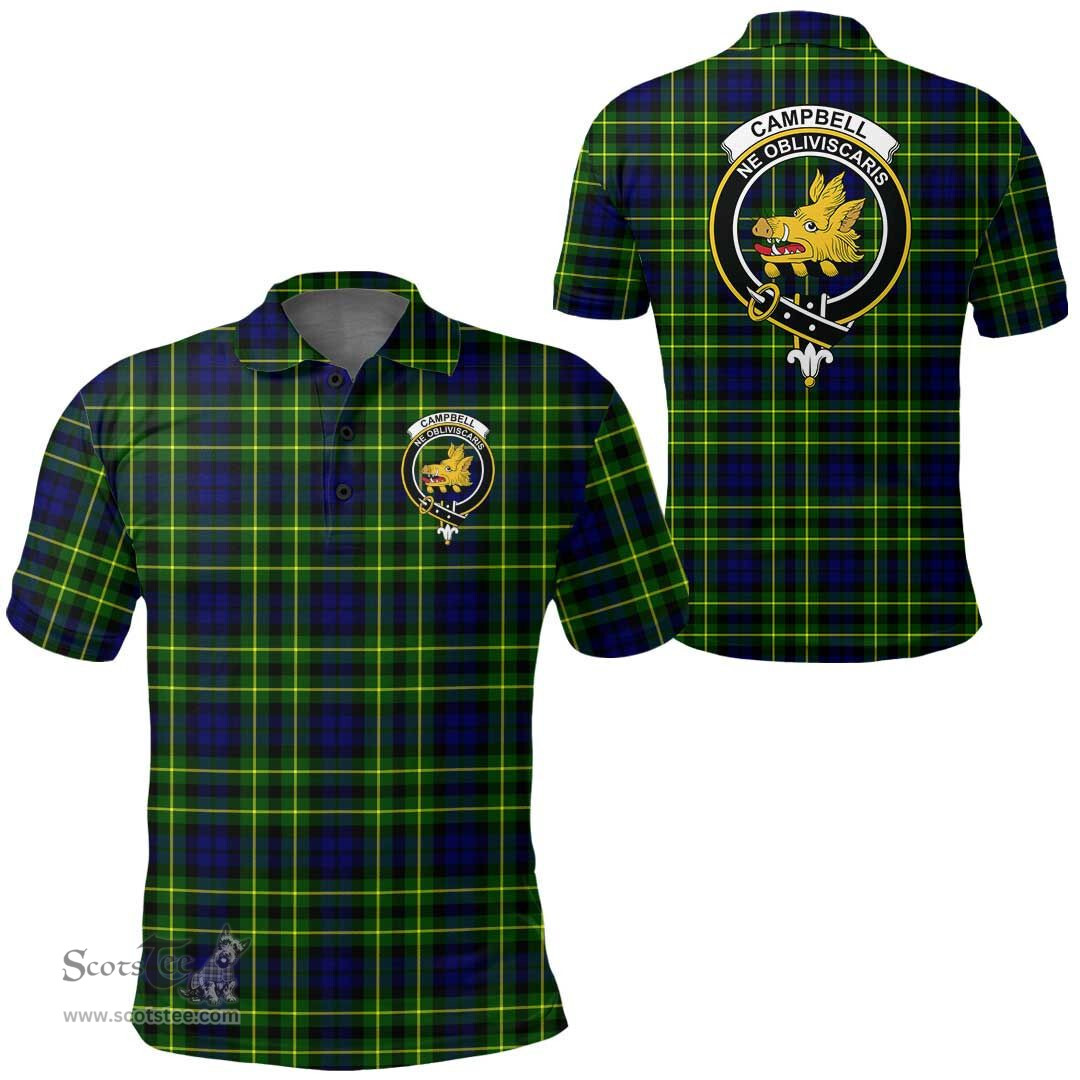 Scottish Campbell Of Breadalbane Modern Clan Tartan Polo Shirt - Crest Classic Scottish Plaid Tartan Plaid