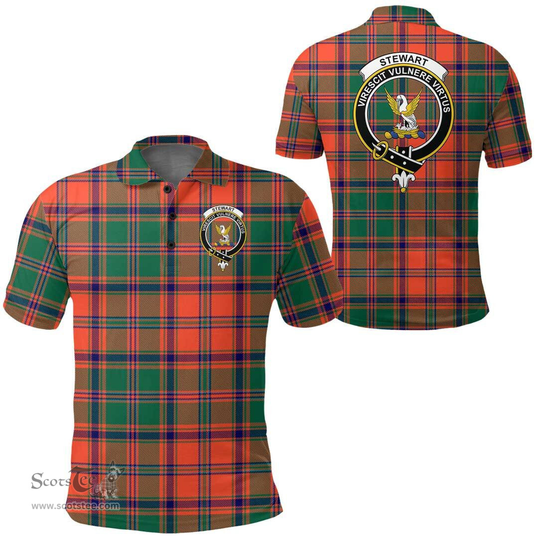 Scottish Stewart Of Appin Ancient Clan Tartan Polo Shirt - Crest Classic Scottish Plaid Tartan Plaid