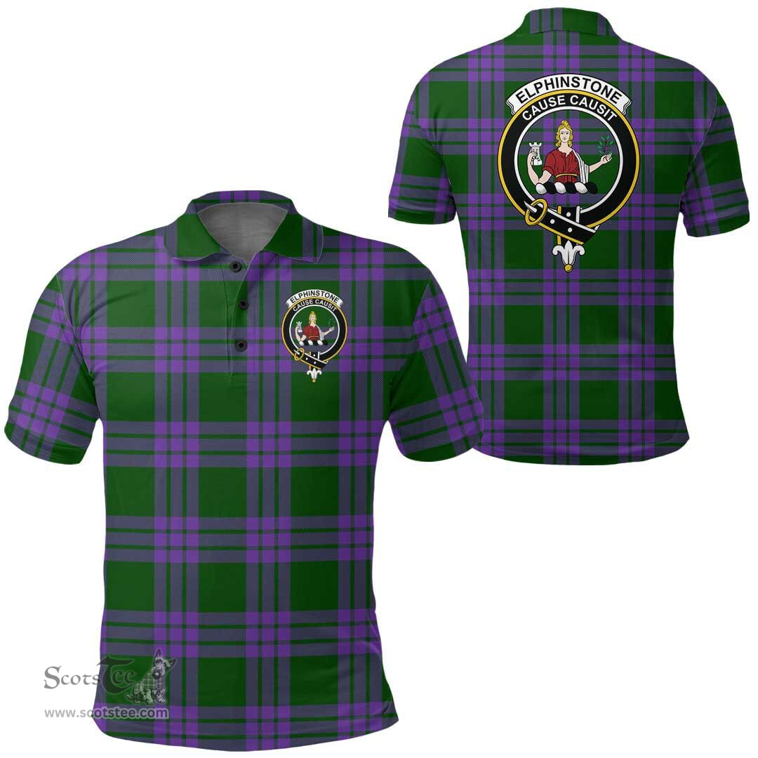 Scottish Elphinstone Clan Tartan Polo Shirt - Crest Classic Scottish Plaid Tartan Plaid