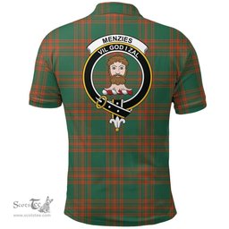 Scottish Menzies Green Ancient Clan Tartan Polo Shirt - Crest Classic Scottish Plaid Tartan Plaid
