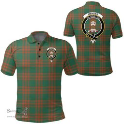 Scottish Menzies Green Ancient Clan Tartan Polo Shirt - Crest Classic Scottish Plaid Tartan Plaid