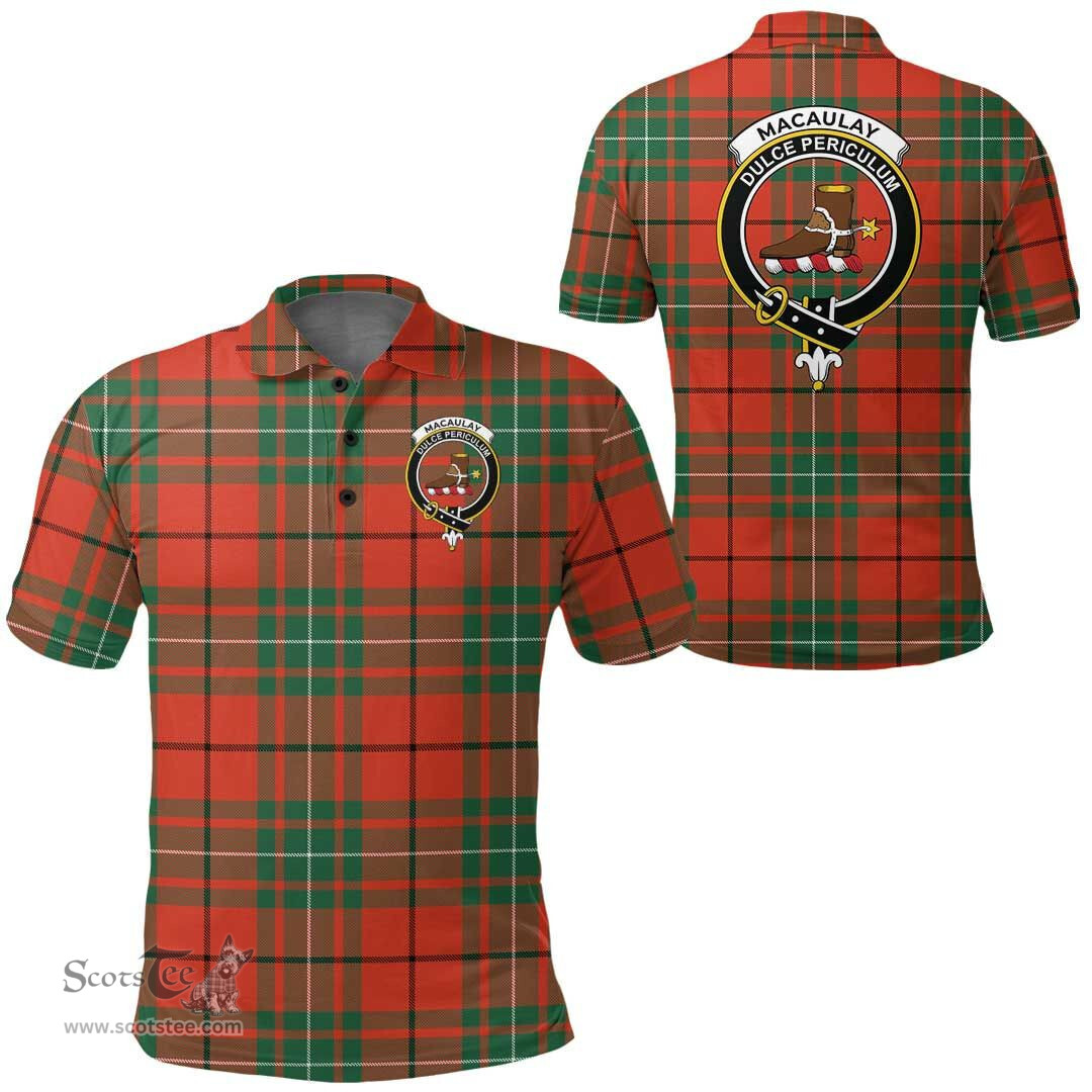 Scottish Macaulay Ancient Clan Tartan Polo Shirt - Crest Classic Scottish Plaid Tartan Plaid