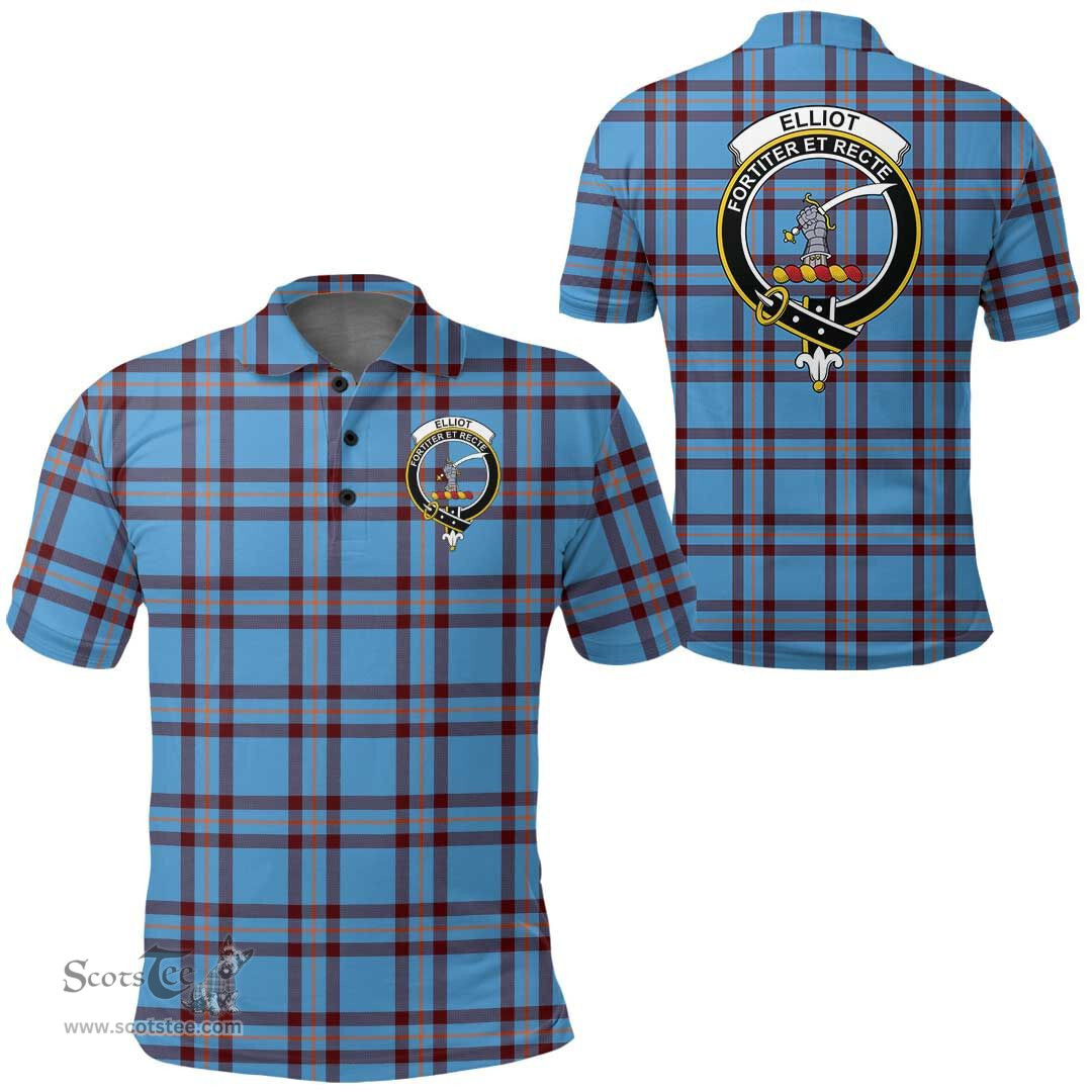 Scottish Elliot Ancient Clan Tartan Polo Shirt - Crest Classic Scottish Plaid Tartan Plaid
