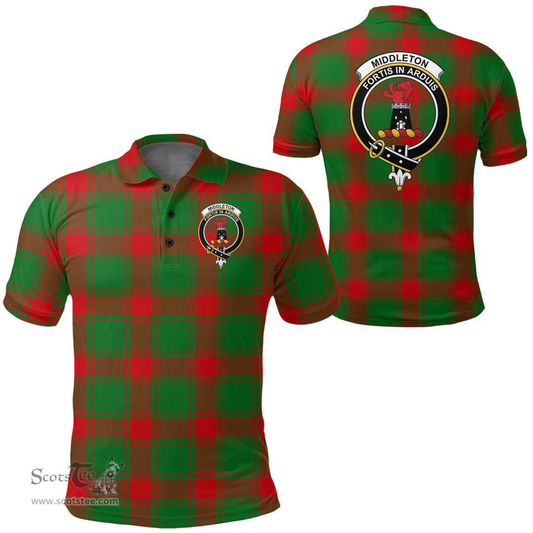 Scottish Middleton Modern Clan Tartan Polo Shirt - Crest Classic Scottish Plaid Tartan Plaid