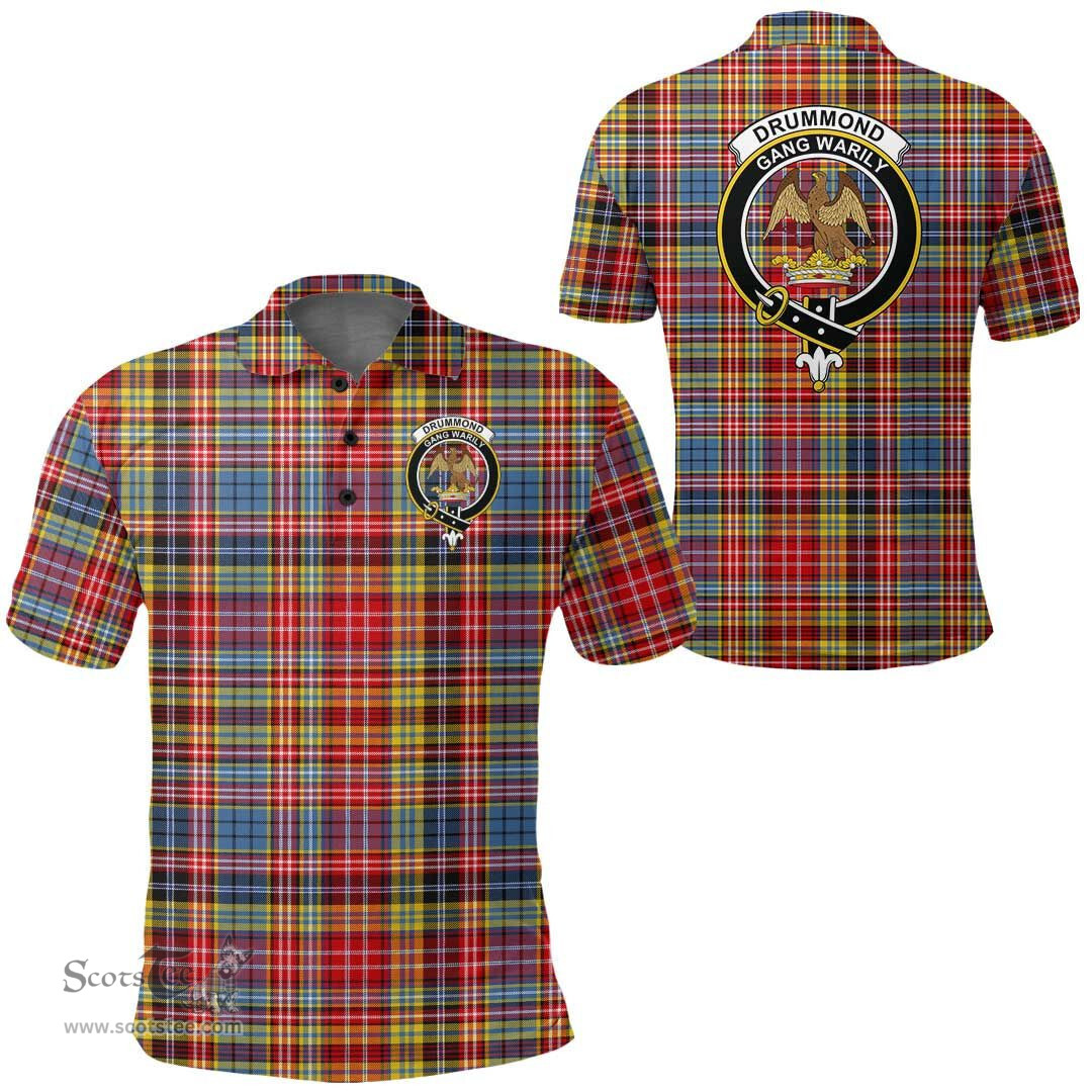 Scottish Drummond Of Strathallan Clan Tartan Polo Shirt - Crest Classic Scottish Plaid Tartan Plaid