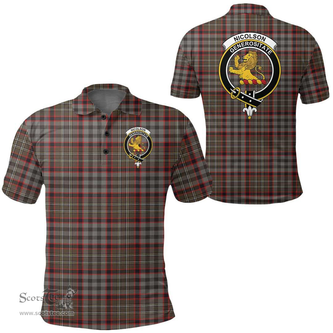 Scottish Nicolson Hunting Weathered Clan Tartan Polo Shirt - Crest Classic Scottish Plaid Tartan Plaid