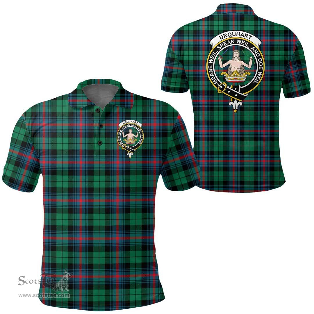 Scottish Urquhart Broad Red Ancient Clan Tartan Polo Shirt - Crest Classic Scottish Plaid Tartan Plaid
