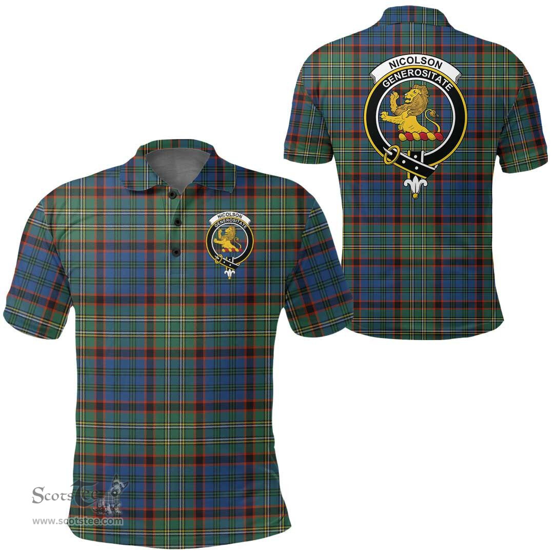 Scottish Nicolson Hunting Ancient Clan Tartan Polo Shirt - Crest Classic Scottish Plaid Tartan Plaid