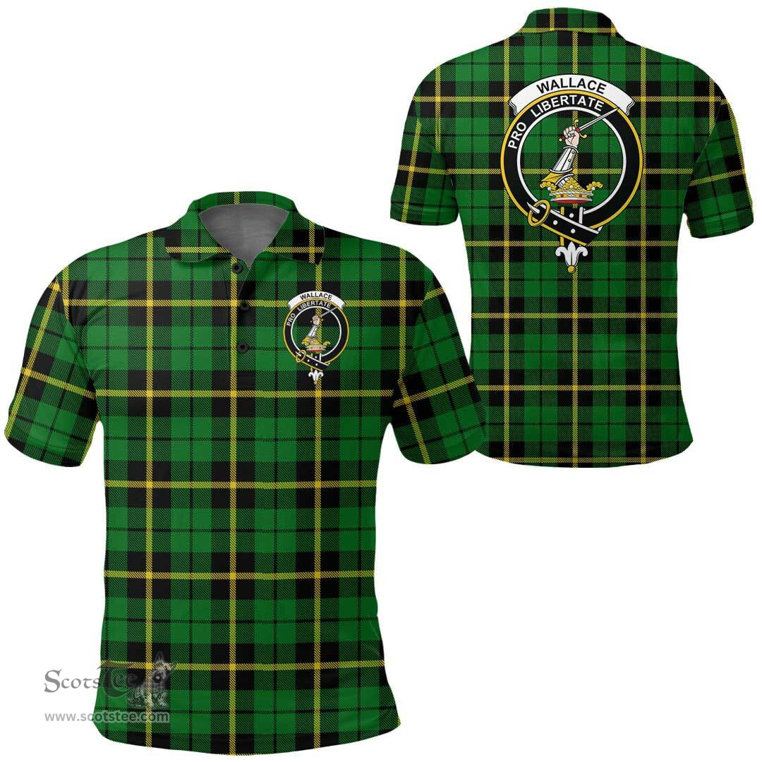 Scottish Wallace Hunting Green Clan Tartan Polo Shirt - Crest Classic Scottish Plaid Tartan Plaid