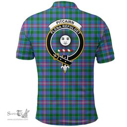 Scottish Pitcairn Hunting Clan Tartan Polo Shirt - Crest Classic Scottish Plaid Tartan Plaid