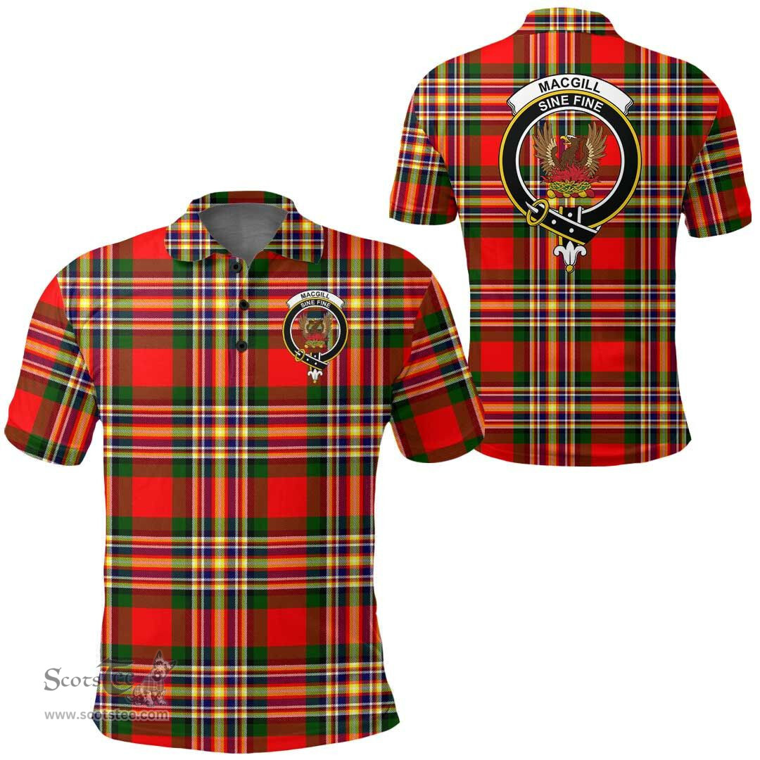 Scottish Macgill Modern Clan Tartan Polo Shirt - Crest Classic Scottish Plaid Tartan Plaid